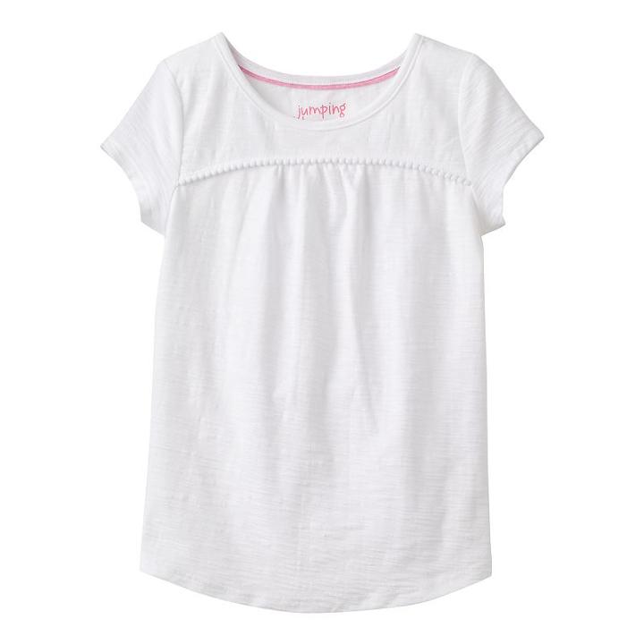Girls 4-10 Jumping Beans&reg; Solid Pom-pom Tee, Girl's, Size: 10, White