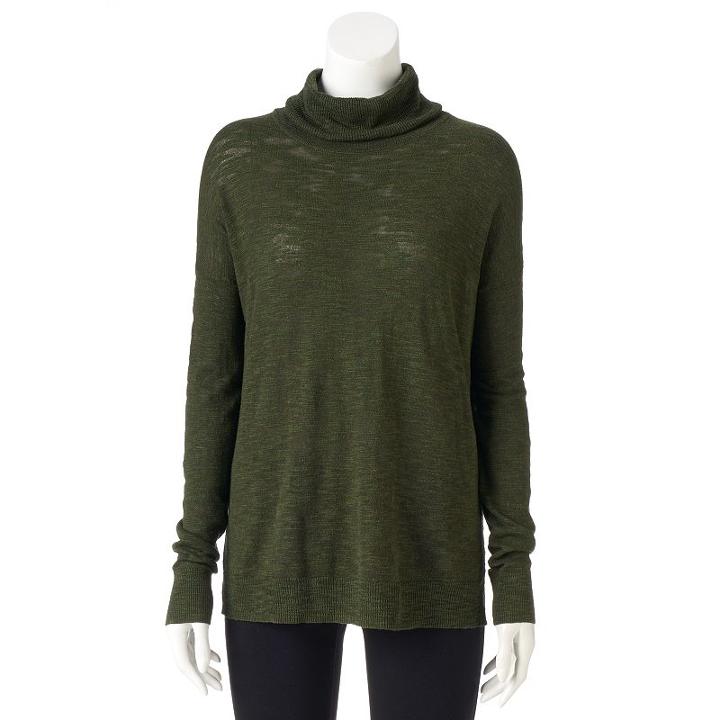 Women's Sonoma Goods For Life&trade; Boxy Turtleneck Sweater, Size: Xxl, Dark Green