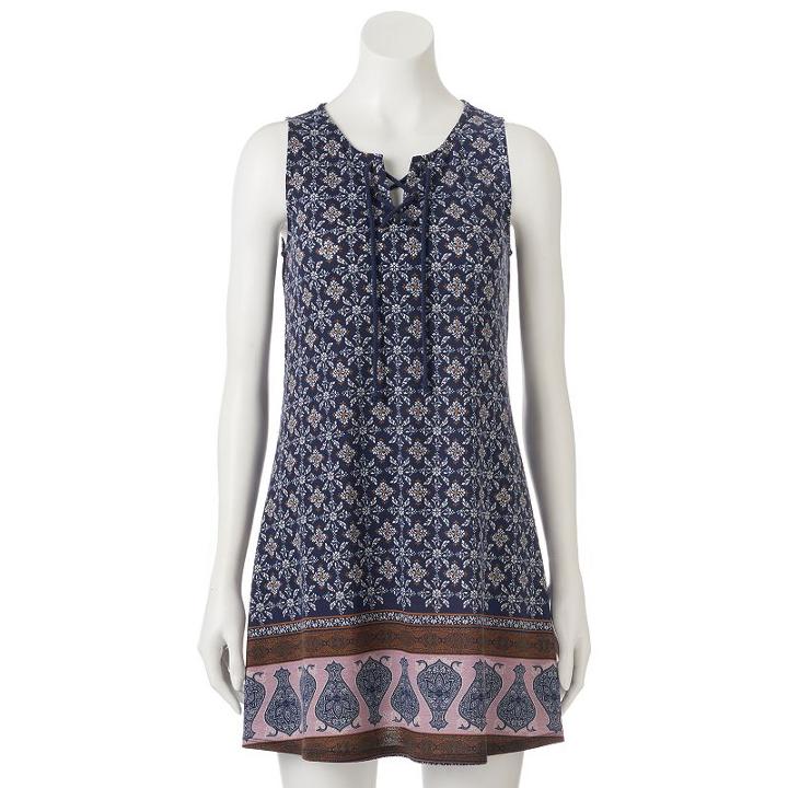 Juniors' About A Girl Knit Lace-up Dress, Size: Small, Blue (navy)