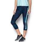 Women's Under Armour Printed Performance Capri Leggings, Size: Large, Blue (navy)