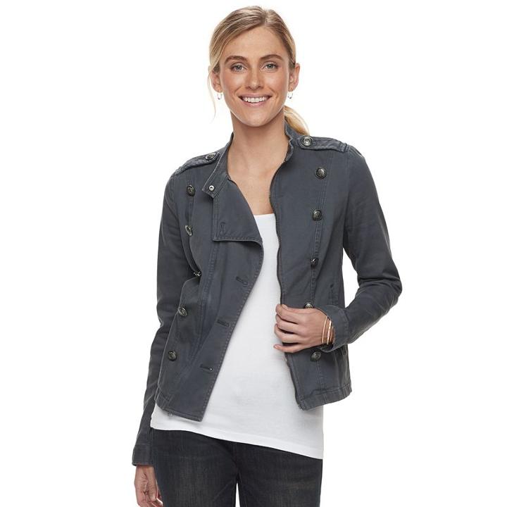Women's Sonoma Goods For Life&trade; Military Jacket, Size: Large, Dark Grey
