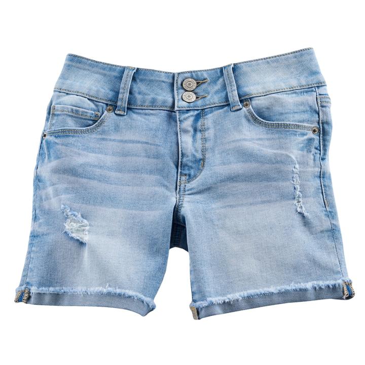 Girls 7-16 & Plus Size Mudd&reg; Denim Midi Shorts, Size: 16 1/2, Med Blue