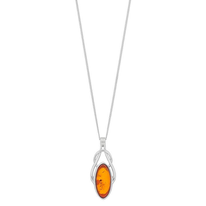 Sterling Silver Amber Knot Pendant Necklace, Women's, Size: 18, Brown