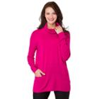 Women's Haggar Cowlneck Tunic Sweater, Size: Medium, Dark Pink