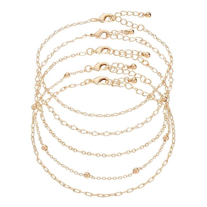 Mudd&reg; Chain Anklet Set, Women's, Gold