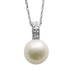 Freshwater Cultured Pearl And Diamond Accent Sterling Silver Pendant, Women's, Size: 18, White