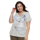 Plus Size Sonoma Goods For Life&trade; Graphic V-neck Tee, Women's, Size: 3xl, Light Grey