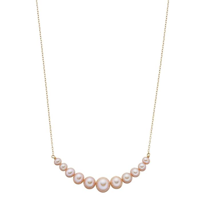 14k Gold Pink Freshwater Cultured Pearl Curved Bar Necklace, Women's, Size: 18