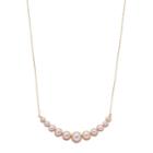 14k Gold Pink Freshwater Cultured Pearl Curved Bar Necklace, Women's, Size: 18