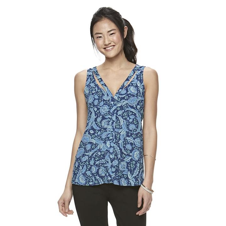 Juniors' Candie's&reg; Double V Tank, Girl's, Size: Medium, Blue