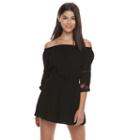 Juniors' Love Fire Embroidered Off-the-shoulder Romper, Teens, Size: Large, Black