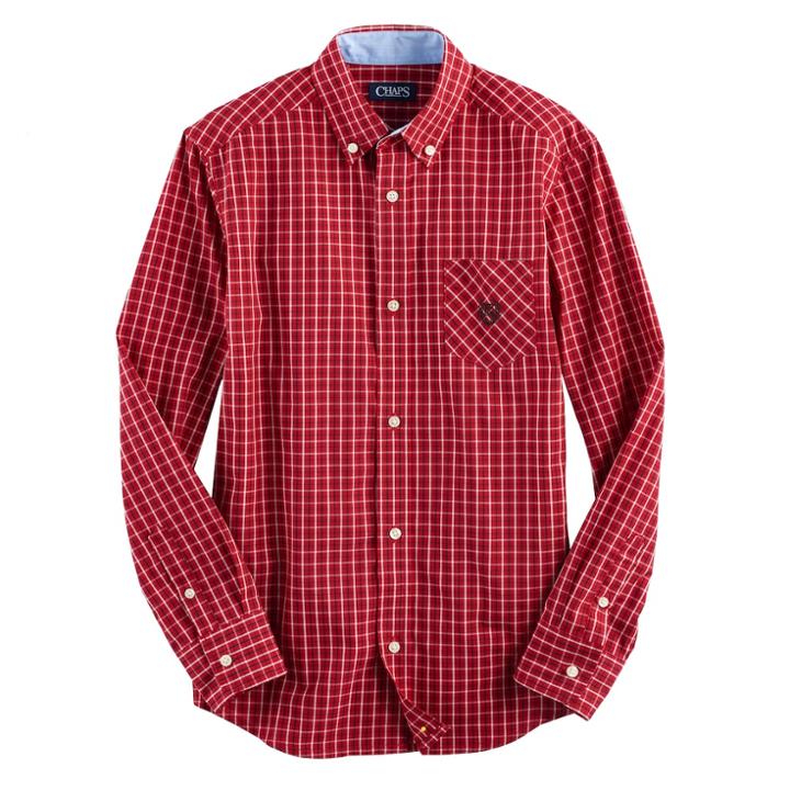 Boys 4-20 Chaps Plaid Button-down Shirt, Size: 18-20, Med Red
