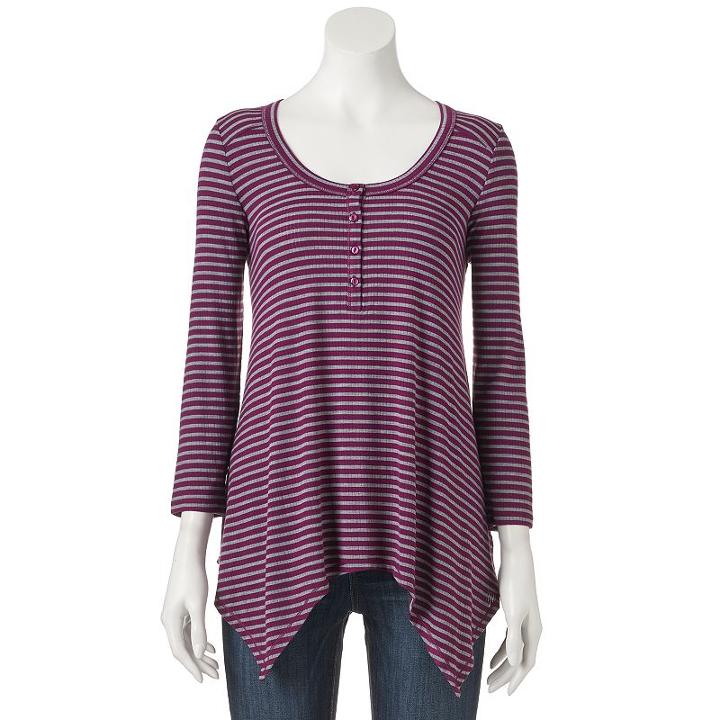 Women's Sonoma Goods For Life&trade; Ribbed Henley Tee, Size: Medium, Red
