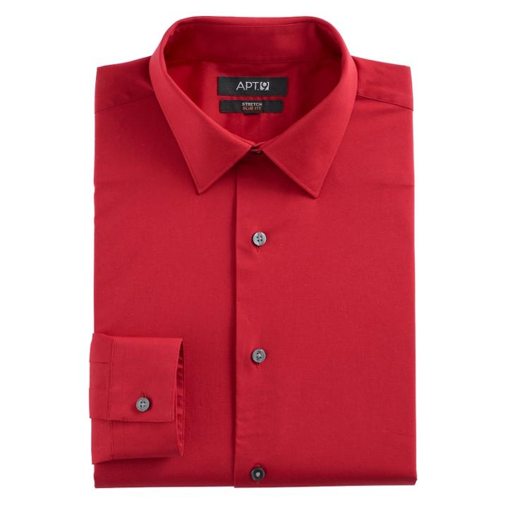 Men's Apt. 9&reg; Premier Flex Extra-slim Fit Flex Collar Dress Shirt, Size: 15.5-32/33, Red