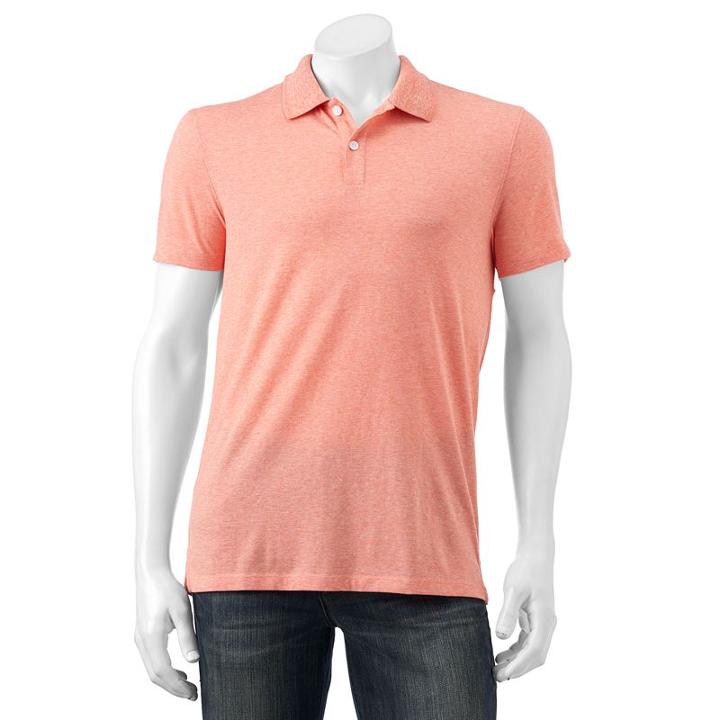 Men's Apt. 9&reg; Jaspe Slim-fit Textured Polo, Size: Xlg Slim, Lt Orange