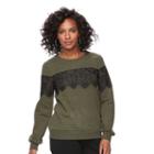 Women's Apt. 9&reg; Lace Crewneck Sweatshirt, Size: Xxl, Med Green