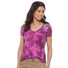 Petite Sonoma Goods For Life&trade; Essential Print V-neck Tee, Women's, Size: M Petite, Dark Pink