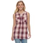 Women's Sonoma Goods For Life&trade; Plaid Sleeveless Tunic, Size: Xl, Dark Red