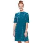 Women's Apt. 9&reg; Velvet Shift Dress, Size: Large, Turquoise/blue (turq/aqua)