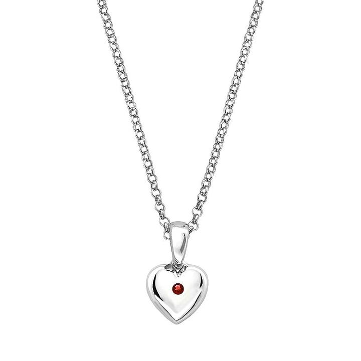 Little Diva Diamonds Kids' Sterling Silver Garnet Heart Pendant, Women's, Size: 16, Red
