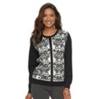 Women's Croft & Barrow&reg; Flocked Lace Cardigan, Size: Medium, Black