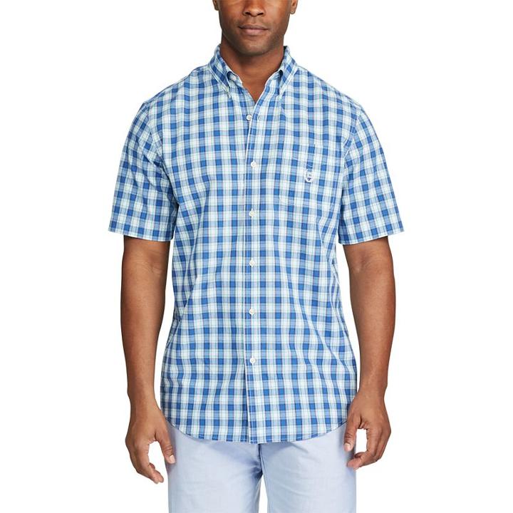 Big & Tall Chaps Classic-fit Plaid Easy-care Button-down Shirt, Men's, Size: 3xb, Blue