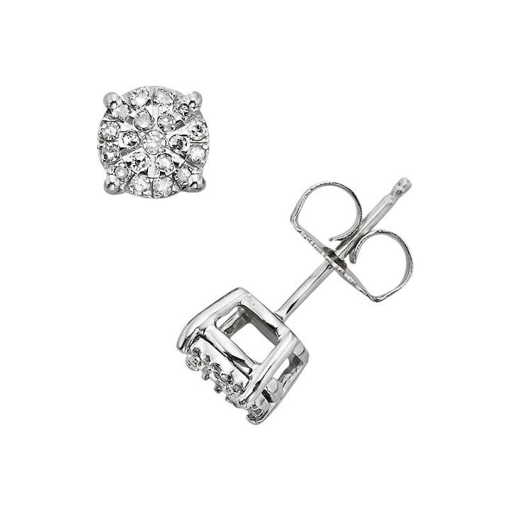 Diamond Brilliance Sterling Silver 1/4-ct. T.w. Diamond Stud Earrings, Women's, White