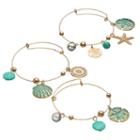 Sand Dollar, Seashell & Starfish Charm Bangle Bracelet Set, Women's, Turq/aqua