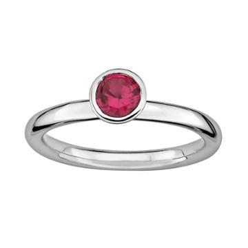Stacks And Stones Sterling Silver Lab-created Ruby Stack Ring, Size: 6, Red