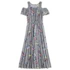 Girls 7-16 & Plus Size Cold-shoulder Printed Maxi Dress, Size: 14 1/2, Light Grey