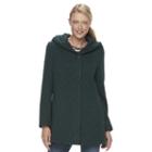 Women's Gallery Hooded Textured Fleece Jacket, Size: Xl, Green
