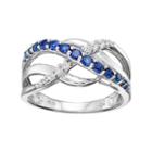 Sterling Silver Lab-created Blue & White Sapphire Crisscross Ring, Women's, Size: 8