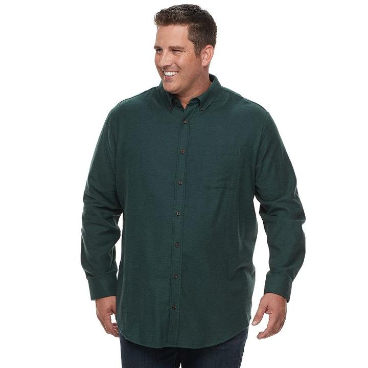 Big & Tall Croft & Barrow&reg; True Comfort Classic-fit Flannel Button-down Shirt, Men's, Size: M Tall, Green