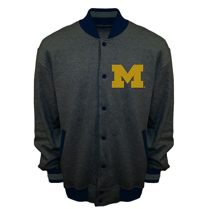 Men's Franchise Club Michigan Wolverines Classic Fleece Jacket, Size: Xl, Grey