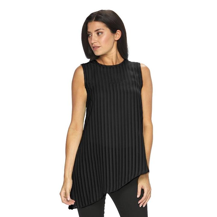 Women's Apt. 9&reg; Asymmetrical Shadow-stripe Tank, Size: Xxl, Black