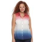 Plus Size Rock & Republic&reg; Sleeveless Button Down Top, Women's, Size: 0x, Red