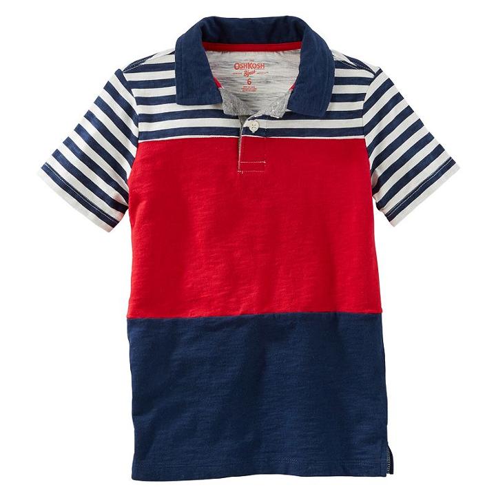 Boys 4-12 Oshkosh B'gosh&reg; Short Sleeve Stipe Polo, Boy's, Size: 7, Med Blue