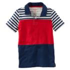 Boys 4-12 Oshkosh B'gosh&reg; Short Sleeve Stipe Polo, Boy's, Size: 7, Med Blue