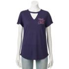 Juniors' Awake Nope Not Today Choker Neck Graphic Tee, Teens, Size: Large, Blue Other