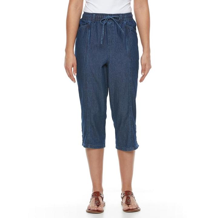 Women's Gloria Vanderbilt Jade Buttoned Capris, Size: Small, Blue