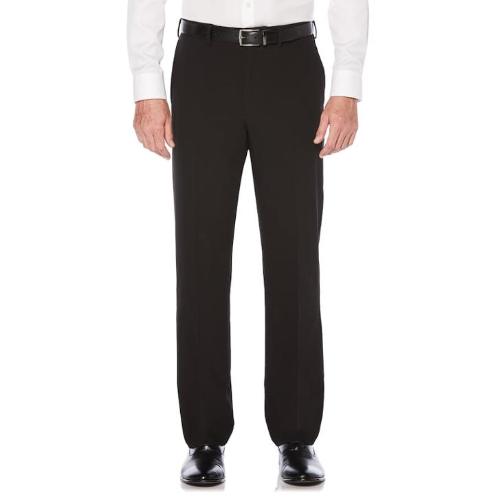 Men's Savane Active Flex 4-way Stretch Flat Front Dress Pant, Size: 32x32, Grey (charcoal)