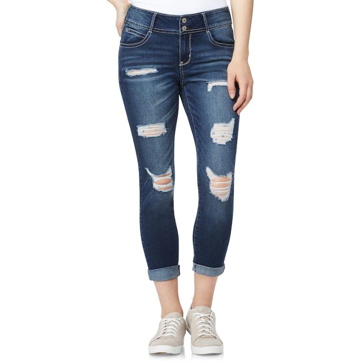 Juniors' Wallflower Mid-rise Destructed Ankle Skinny Jeans, Teens, Size: 5, Lt Yellow