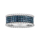 Sterling Silver 1/2 Carat T.w. Blue Diamond Ring, Women's, Size: 9