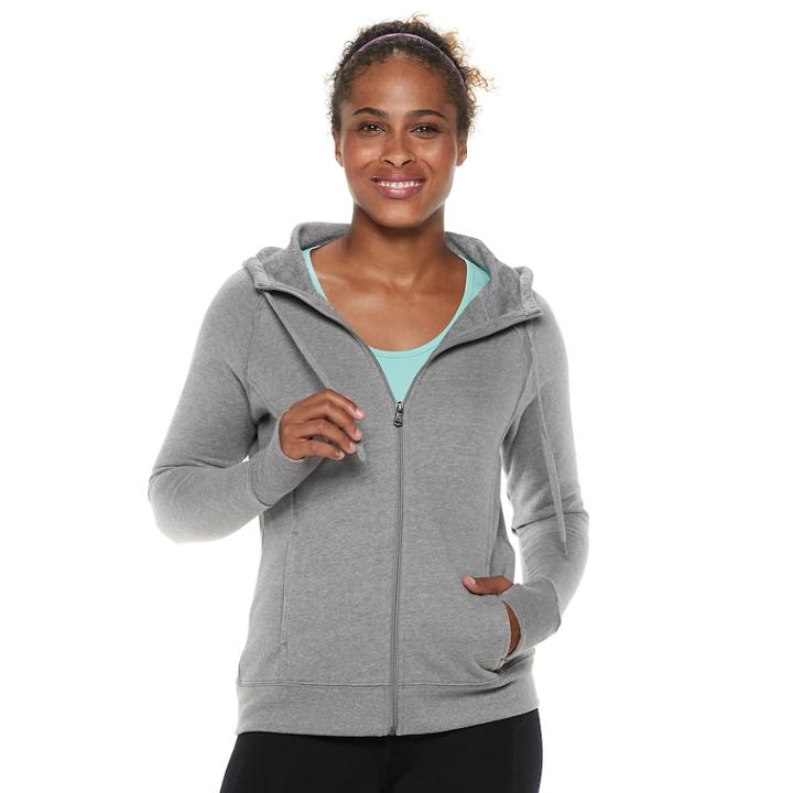 Petite Tek Gear&reg; Hooded Fleece Jacket, Women's, Size: L Petite, Dark Grey