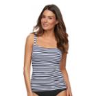 Women's Croft & Barrow&reg; Tummy Slimmer D-cup Printed Tankini Top, Size: 6, Blue (navy)