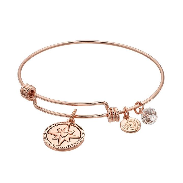 Love This Life The Best Is Yet To Come Compass Bangle Bracelet, Women's, White