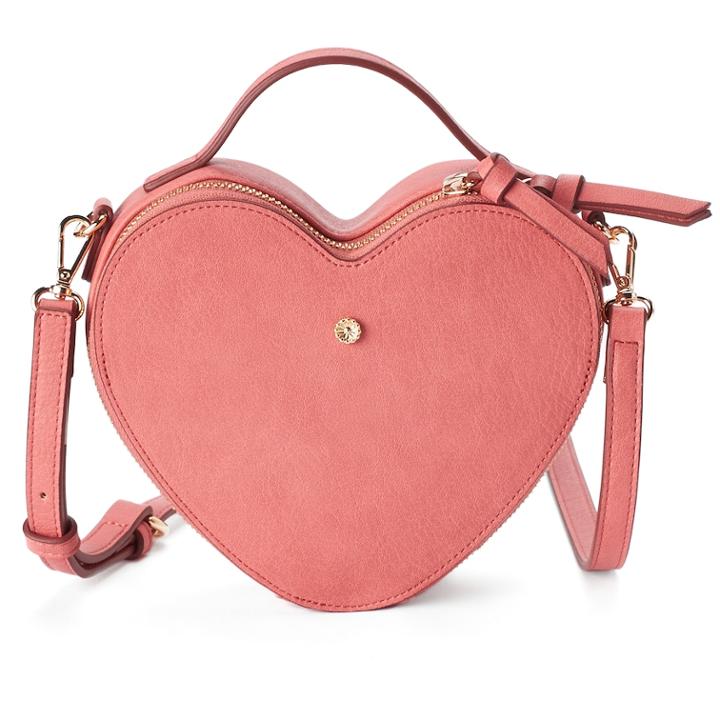 Lc Lauren Conrad Heart-shaped Crossbody Bag, Women's, Dark Pink