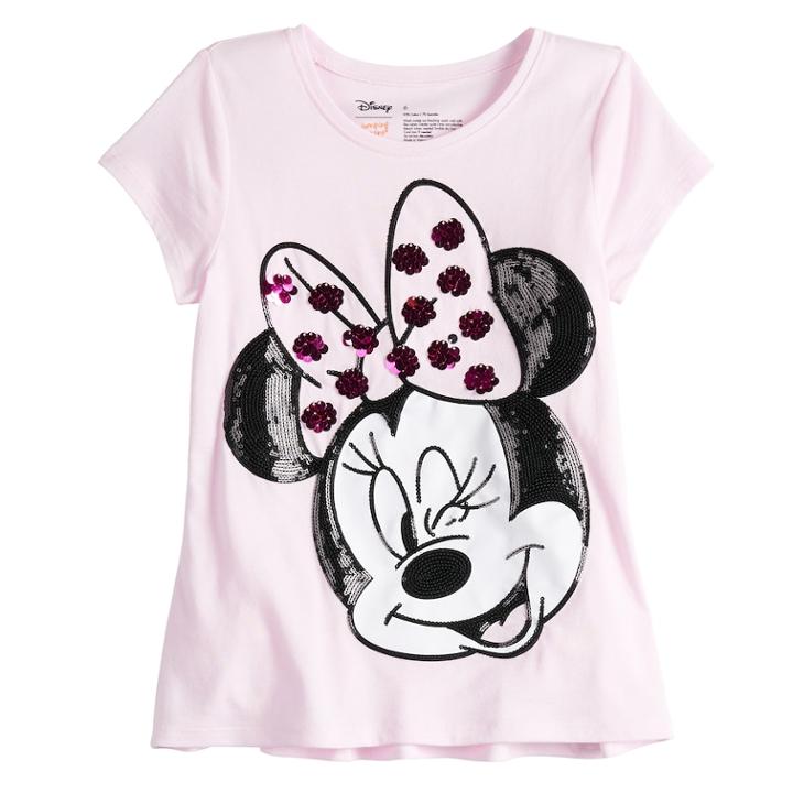 Disney's Minnie Mouse Girls 4-10 Shirred Sequined Graphic Tee By Jumping Beans&reg;, Size: 10, Light Pink