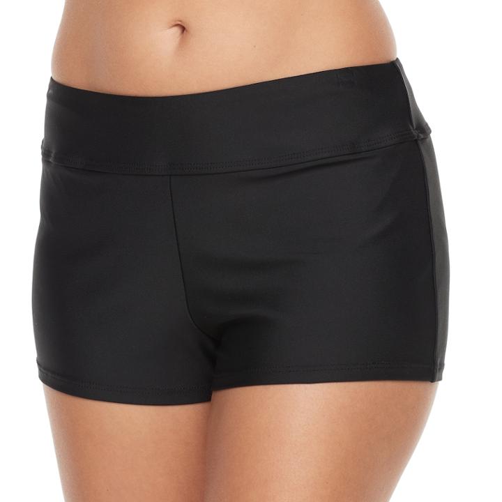Women's N Solid Jump Start Thigh Minimizer Swim Shorts, Size: Large, Black