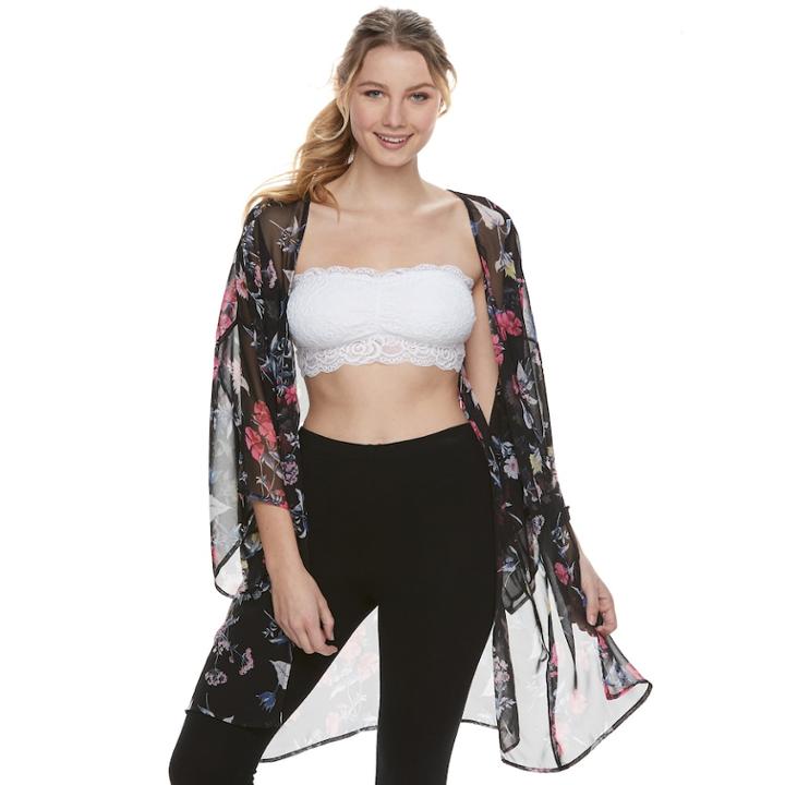 Juniors' Mudd&reg; Floral Lace Bandeau Top, Teens, Size: Xl, White